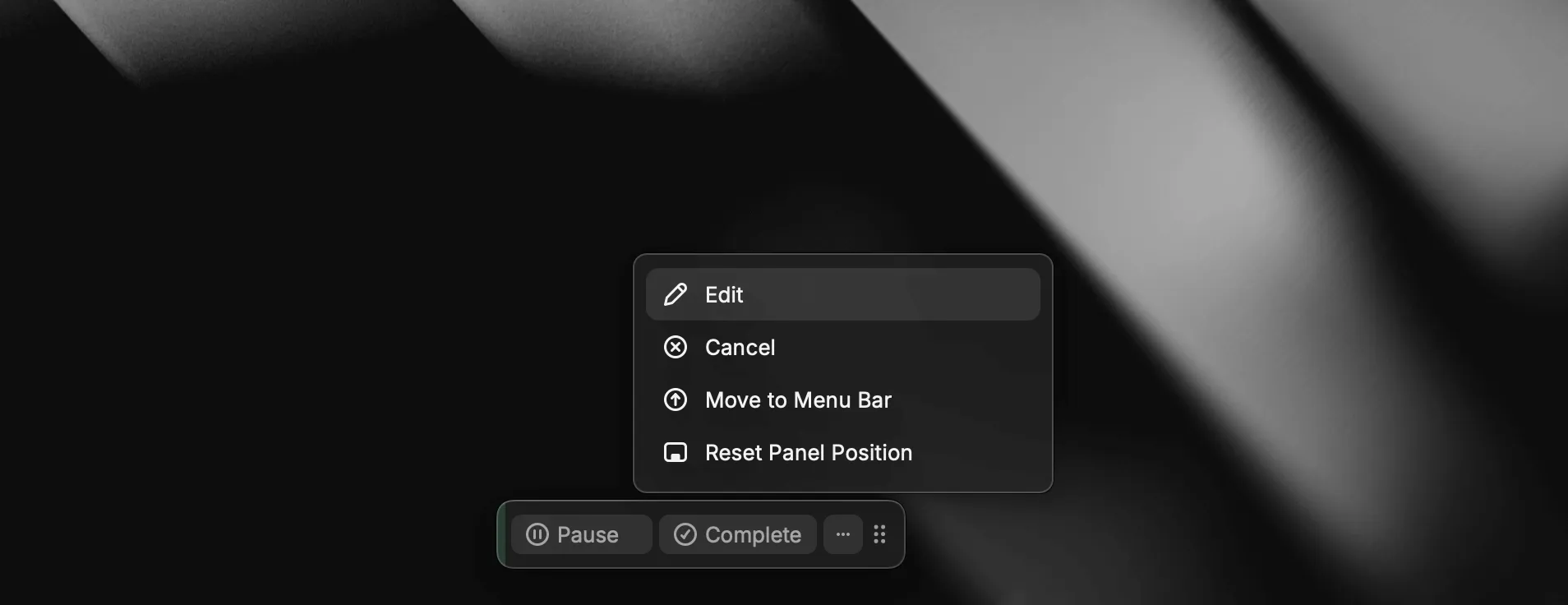 More controls via context menu